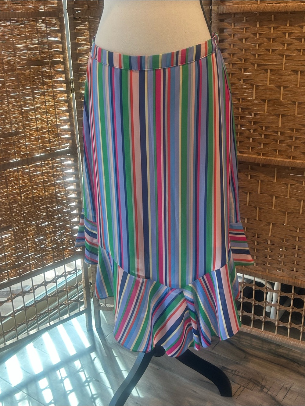 Nwt A new day Multi-Color Striped Ruffle Hem Women's Skirt